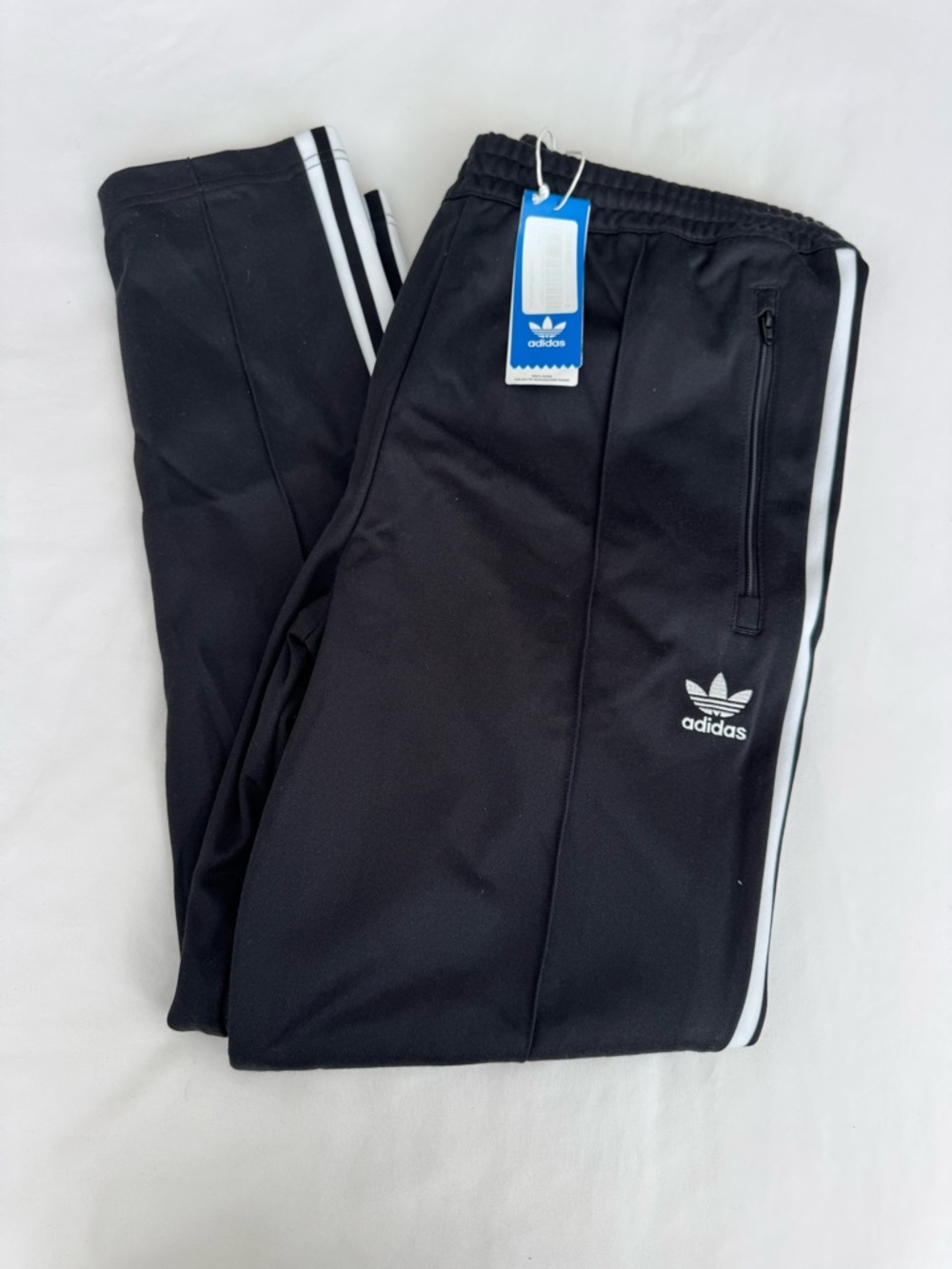 adidas Black Track Pants with White Three-Stripes